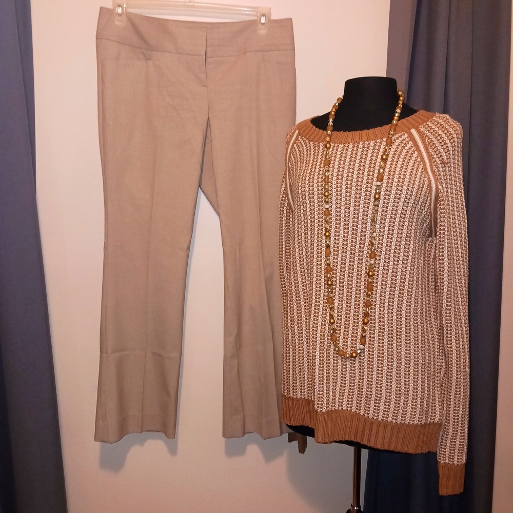 Joe Fresh Sweater XL The Limited Drew Fit Pants Tan Business Professional 10
